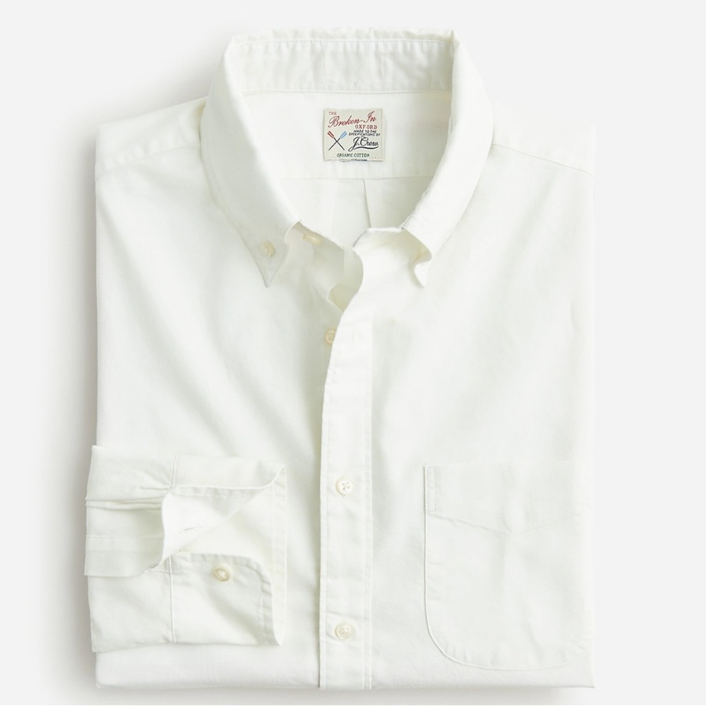J crew broken in organic cotton Oxford shirt white